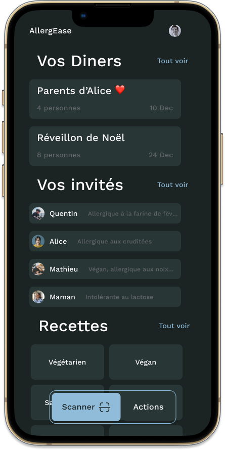 Mockup page d'accueil AllergEase